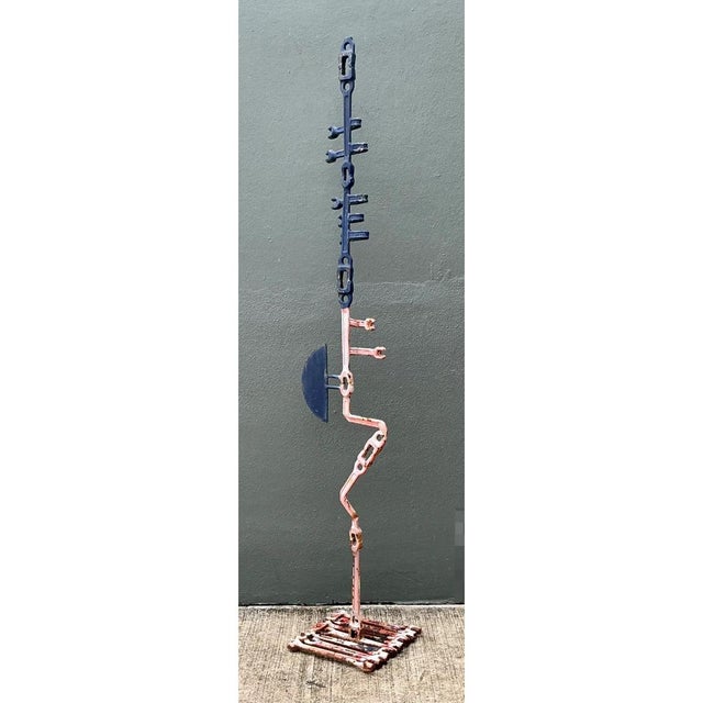 Contemporary Vintage Industrial Welded Wrench Metal Sculpture For Sale - Image 3 of 12