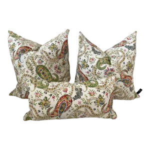 Set of 3 Paisley/Floral Print Decor Pillows