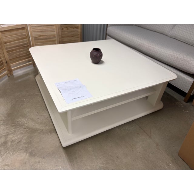 White Cannello 50” Cocktail Table For Sale - Image 8 of 9