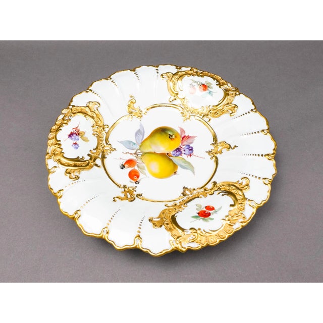 Meissen Germany Antique Heavy Gold Gilded Fruit Porcelain Centerpiece Serving Bowl Cabinet Plate Charger. Measures...