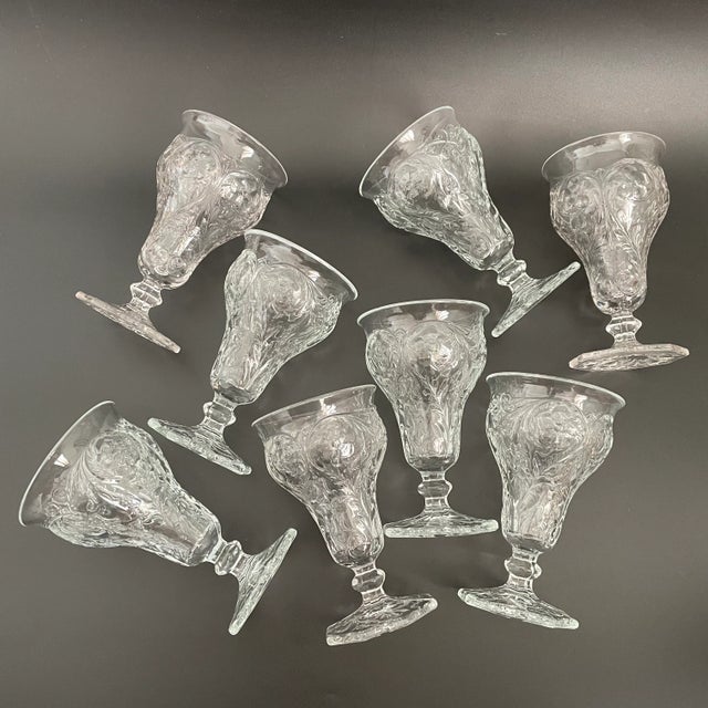 A lovely set of 8 low water goblets by McKee in the Rock Crystal (Clear) pattern. This Depression Glass set features an...