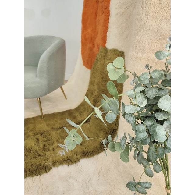 Contemporary Orange Green Color Block Wool Moroccan Rug For Sale - Image 12 of 18