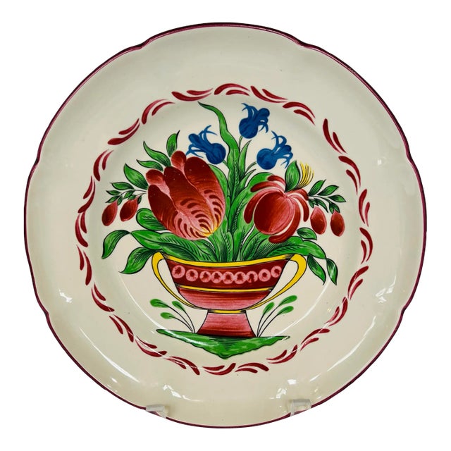1960's St. Clement France Hand Painted Scalloped Plate 9.75" For Sale