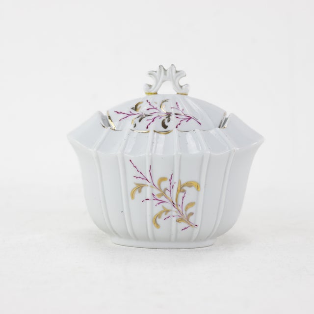 Ceramic Vintage Hand-Painted Porcelain Tea Set With Floral & Gold Details For Sale - Image 7 of 9