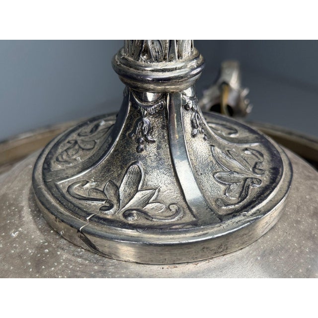 French Victorian, Chandelier, Etched Glass, Silver Plated, 19th Century For Sale - Image 16 of 17