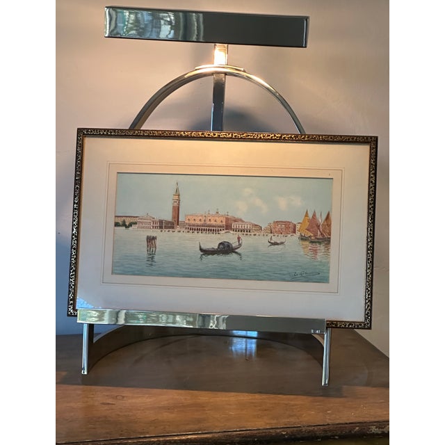 Ralph Lauren Home easel table lamp with telescoping lamp arm. Finish is in good shape except for scratch as noted. It has...