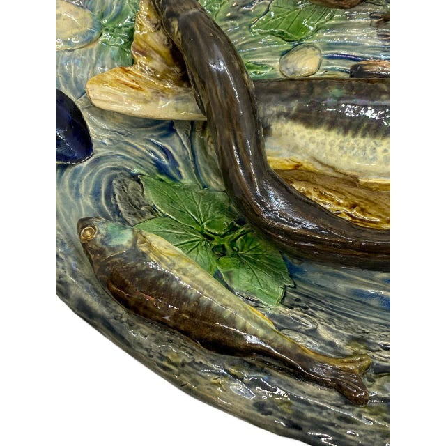 French Large Palissy Ware Majolica Platter by Alfred Renoleau, French, Circa 1885 For Sale - Image 3 of 13