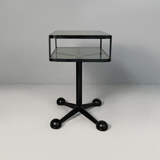 Italian Modern Black Metal and Smoked Glass Cart by Arredamenti Allegri, 1980s For Sale - Image 4 of 18