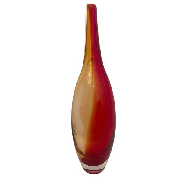 Mid-Century Modern Floris Meydam Leerdam Art Glass Vase. Red and Yellow. McM. 16” For Sale - Image 3 of 9
