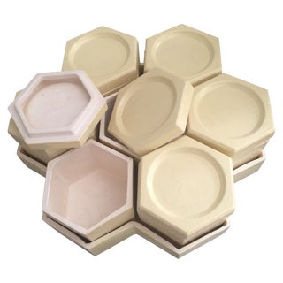 1970's Ceramic Hexagon Box Set For Sale