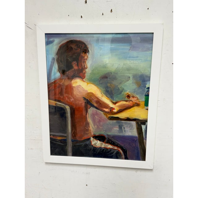 Early 21st Century Figurative Artwork Man Waiting at the Window, Framed For Sale - Image 5 of 12