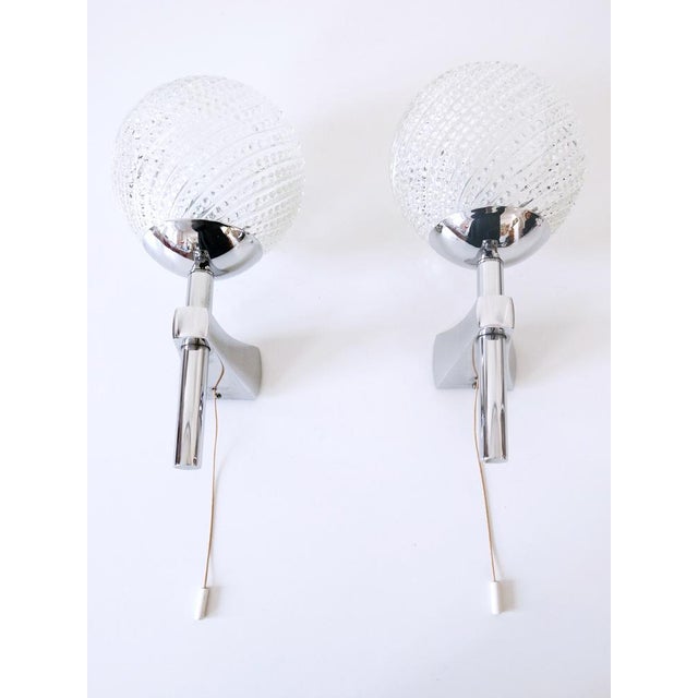 Mid-Century Modern Mid-Century Modern Textured Glass Wall Lamps, 1970s, Set of 2 For Sale - Image 3 of 17