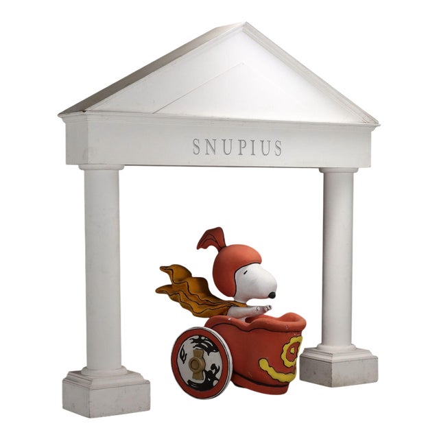 Vintage Snoopy with Chariot and Temple Plywood, 1990s For Sale