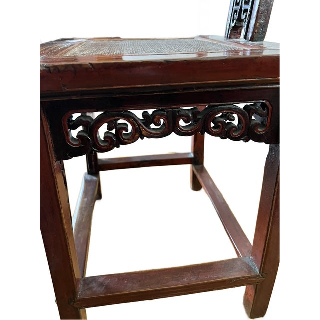 Antique Lady's Red Lacquer Chair From Shanxi Province With a Didactic Message For Sale - Image 15 of 18