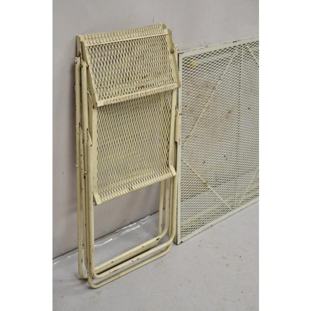 Vintage Mid Century Modern Wrought Iron Folding Card Game Table Set - 5 PCS For Sale In Philadelphia - Image 6 of 12