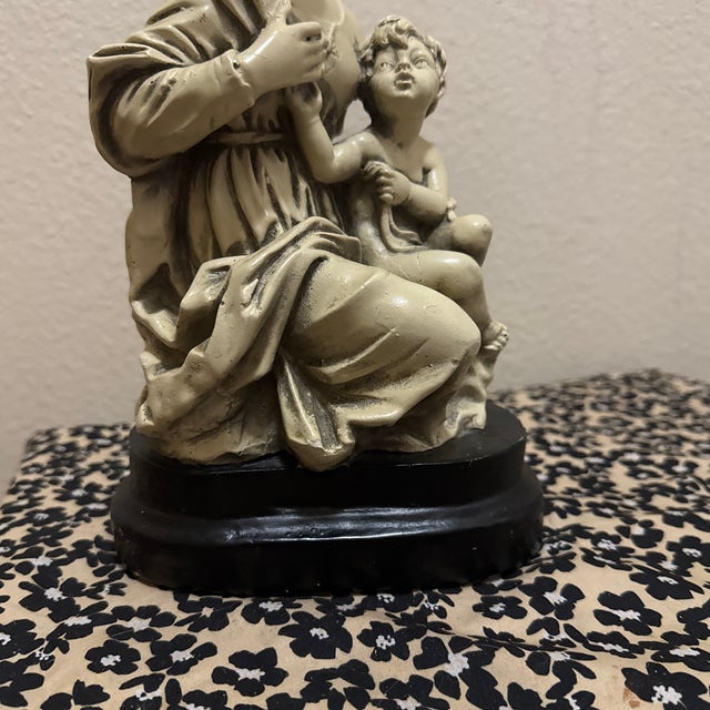 Religious 1970s Plaster Statue Madonna With Infant Jesus For Sale - Image 3 of 10