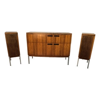 Mid-Century Arizona Stereo Console with Integrated PE2010 Turntable and Matched Wood Veneer Speakers from Blaupunkt, Germany 1960s, Set of 3 For Sale