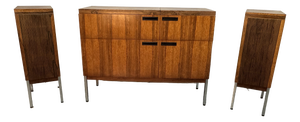 Mid-Century Arizona Stereo Console with Integrated PE2010 Turntable and Matched Wood Veneer Speakers from Blaupunkt, Germany 1960s, Set of 3