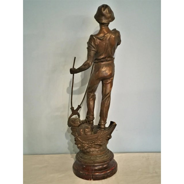 Metal French Male Figure of a Railroad Worker For Sale - Image 7 of 13