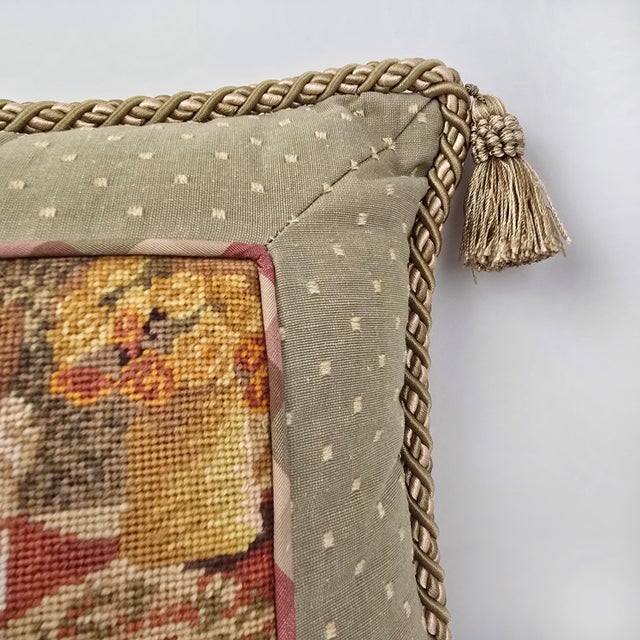 Mid 20th Century Vintage Yorkshire Terrier Needlepoint Pillow For Sale - Image 5 of 10