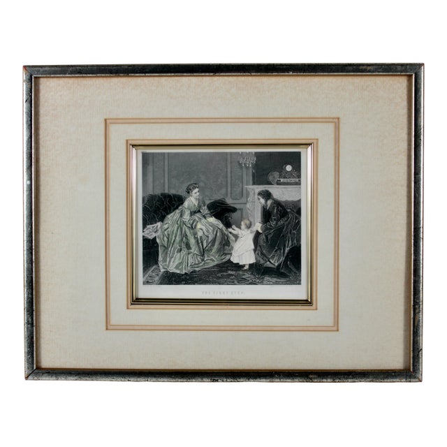 1854 "The First Step" Hand-Colored Engraving After Painting by DeJonghe For Sale