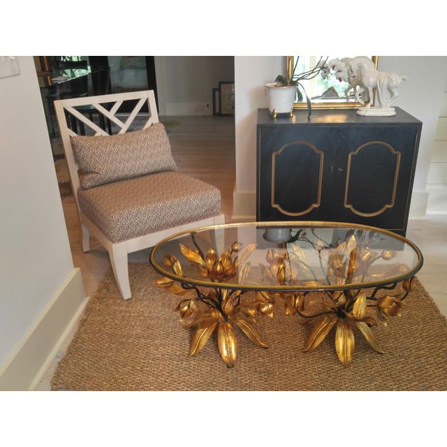 Italian Gilt Tole Floral Coffee Table | Chairish