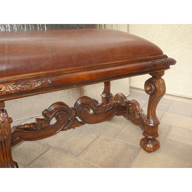 Bench for Theodore Alexander, William's Window Seat, Ornate Base W Leather Cover For Sale - Image 9 of 15