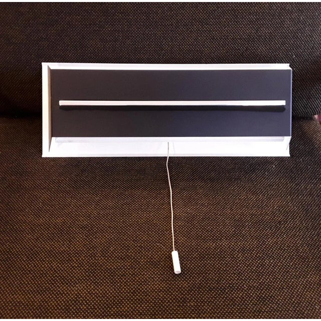 1960s Vintage Wall Lamp with White Fins & Black Metal Cover with Chrome Trim & Pull, 1960s For Sale - Image 5 of 5