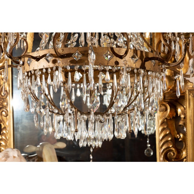 French 19th Century Empire Style 16-Light Crystal and Gilt Metal Chandelier For Sale In Atlanta - Image 6 of 12