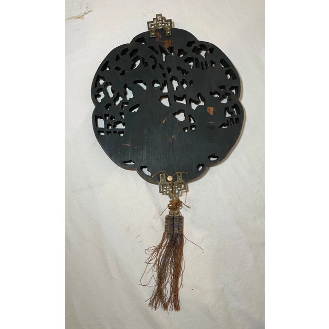 Antique Hand Carved Chinese Figural Circular Wood Wall Panel Figural Sculpture For Sale - Image 9 of 11