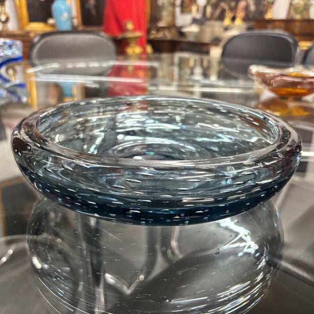 1960s Murano Glass Centerpiece with Bubbles. Smoked Black, Diameter 24 Cm. By Murano for 1295 Murano For Sale - Image 4 of 10