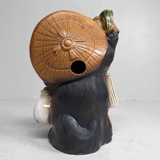 Vintage Japanese Ceramic Tanuki with Money Tablet, 1960s For Sale - Image 9 of 11