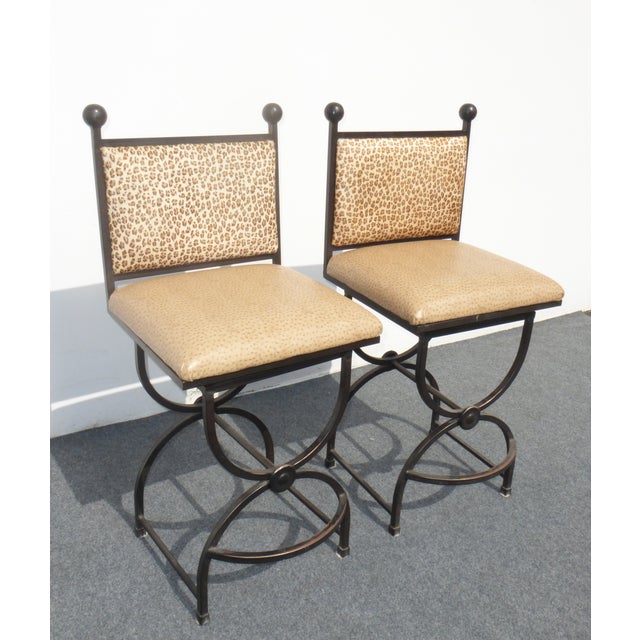 Wrought Iron Swivel Bar Stools A Pair Chairish