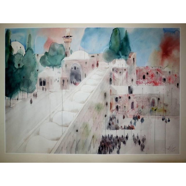 Shmuel Katz, Western Wall, Jerusalem Watercolor For Sale