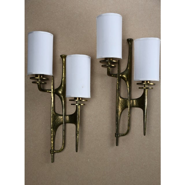 Sculptural Brutalist Bronze Wall Sconces by Félix Agostini, 1960, Set of 2 For Sale - Image 17 of 17