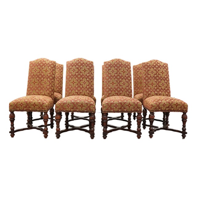 Vintage Designmaster Traditional Upholstered Dining Chairs (Set of 8) For Sale
