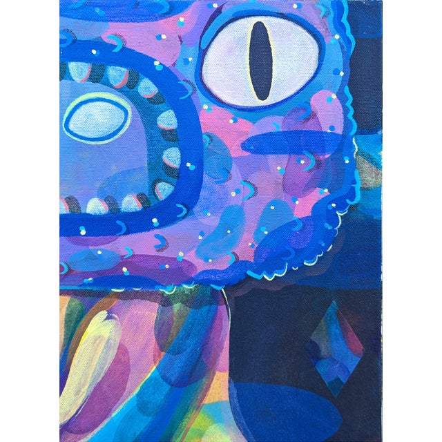 Cecilia Beaven Contemporary Abstract Purple and Blue Toned Biomorphic Dragon Figure Painting, 2021 For Sale In Houston - Image 6 of 11