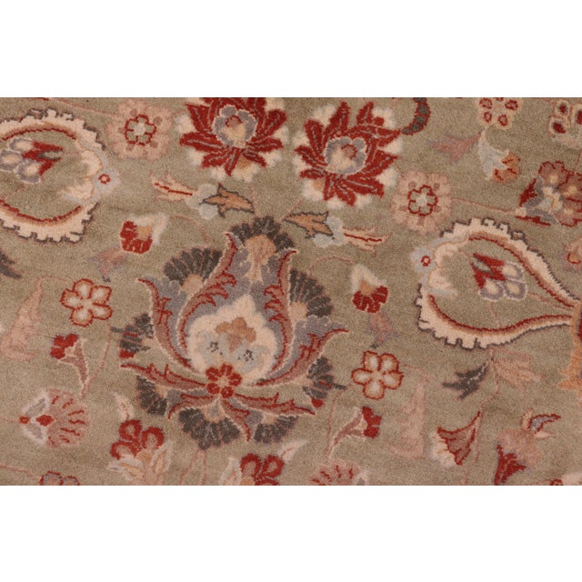 Floral Pak-Persian Green/Beige Wool Rug - 9'0'' X 12'0'' For Sale - Image 4 of 9