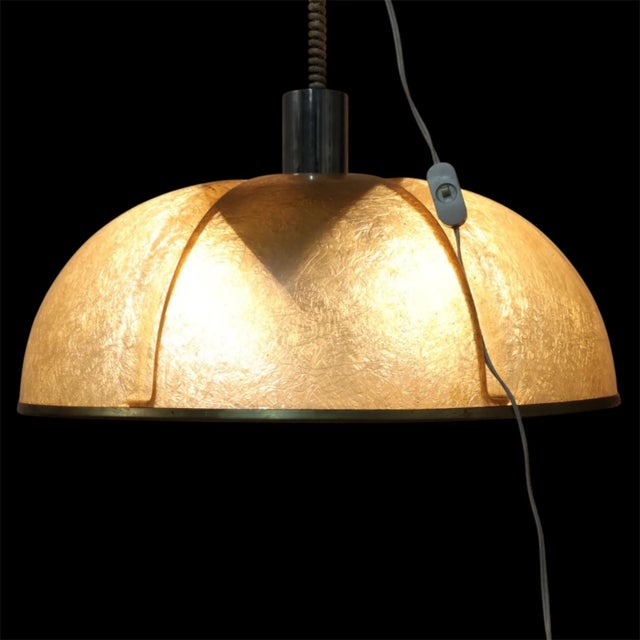 Brass and Fiberglass S447 Pendant Lamp by Idea Studio Tecno for Luci Italia, 1970s For Sale - Image 10 of 10