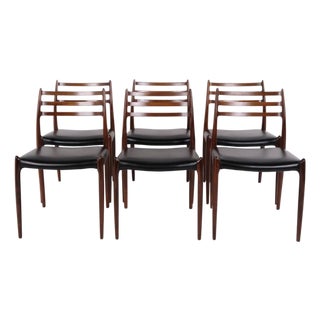 Model 78 Dining Chairs in Rosewood by N.O. Møller from J.L. Møllers, 1950s, Set of 6 For Sale