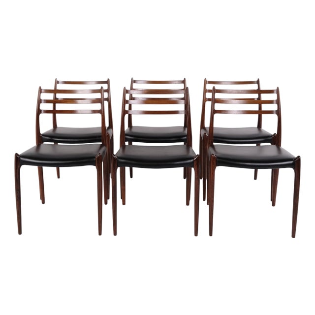 Model 78 Dining Chairs in Rosewood by N.O. Møller from J.L. Møllers, 1950s, Set of 6 For Sale