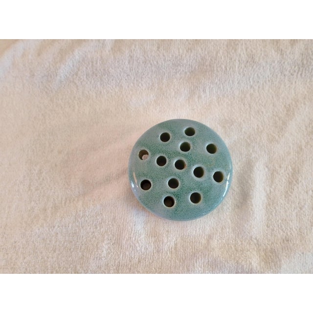 Weller Pottery Vintage Weller Style 3 3/4" Green 13 Hole Flower Frog For Sale - Image 4 of 5