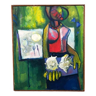 Seno Sakae, Sazae After Dinner, 1960s, Oil on Canvas For Sale