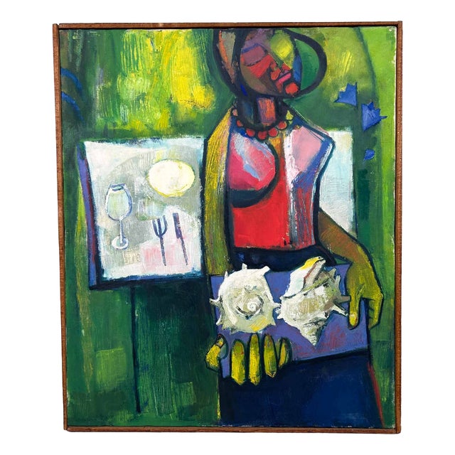 Seno Sakae, Sazae After Dinner, 1960s, Oil on Canvas For Sale