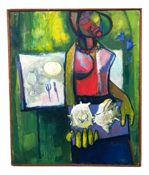 Seno Sakae, Sazae After Dinner, 1960s, Oil on Canvas