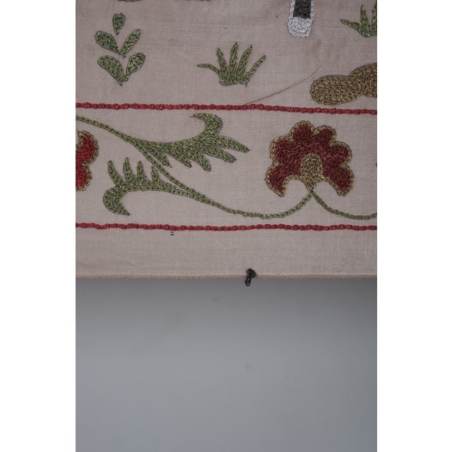 Copper Animal Pictorial Silk on Silk Suzani Wall Hanging Decor 1'8'' X 6'3'' For Sale - Image 8 of 10