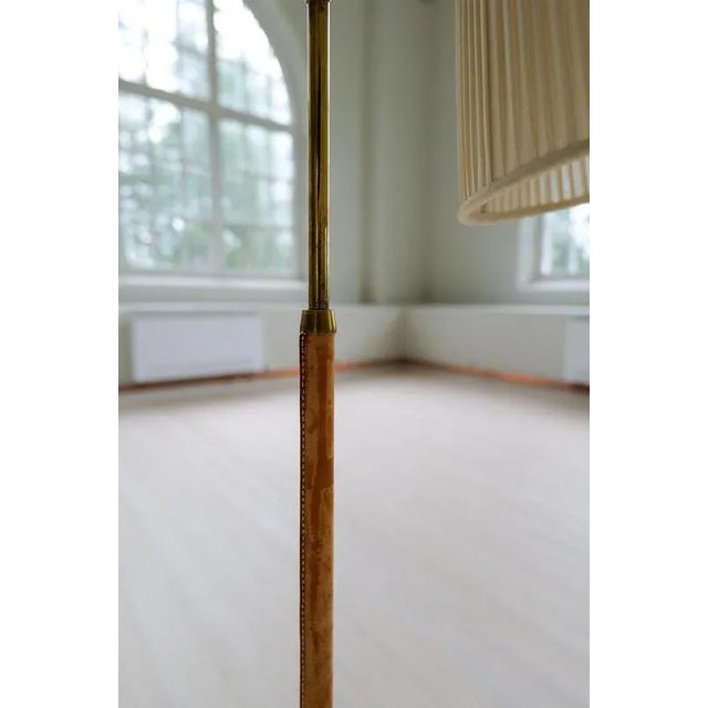 Mid-Century Modern Brass and Brown Leather Floor Lamp from Falkenbergs Belysning, Sweden, 1960s For Sale - Image 14 of 18