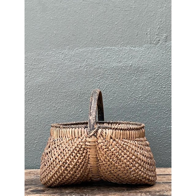 Wood Vintage Shaker Style Rattan Basket For Sale - Image 7 of 12