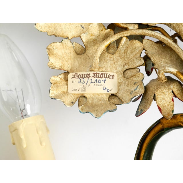 Vintage Hand-Painted and Gilded Metal Wall Lamps by Hans Möller, 1960s, Set of 2 For Sale - Image 14 of 18