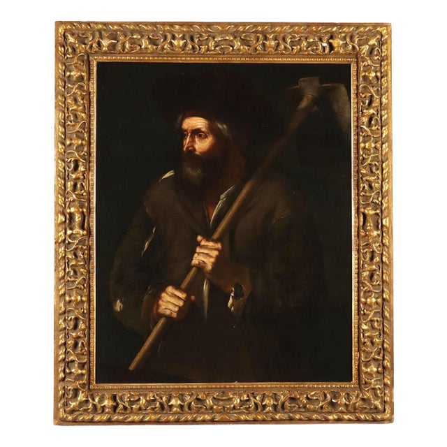 Italian Artist, Peasant with Hoe, Oil on Canvas, 1600s-1700s For Sale